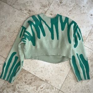 Green Drippy Design Sweater